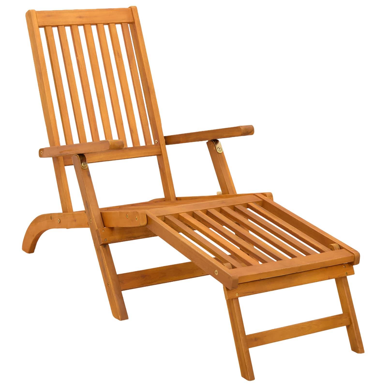 Lot de 2 transats avec table bois acacia massif jardin dossier inclinable crème blanc - ComfortXL Outdoor Living - Image 3
