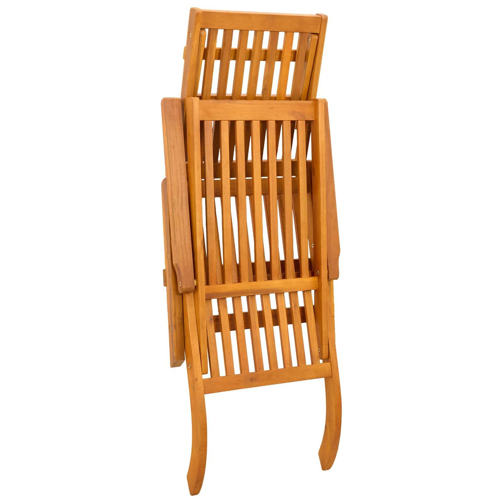 Lot de 2 transats avec table bois acacia massif jardin dossier inclinable crème blanc - ComfortXL Outdoor Living - Image 4