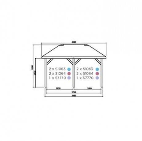 CARPORT BASE 4x5 H 4m, Ancrage A enfoncer, Panneaux de toit Aucun - Imagen 2