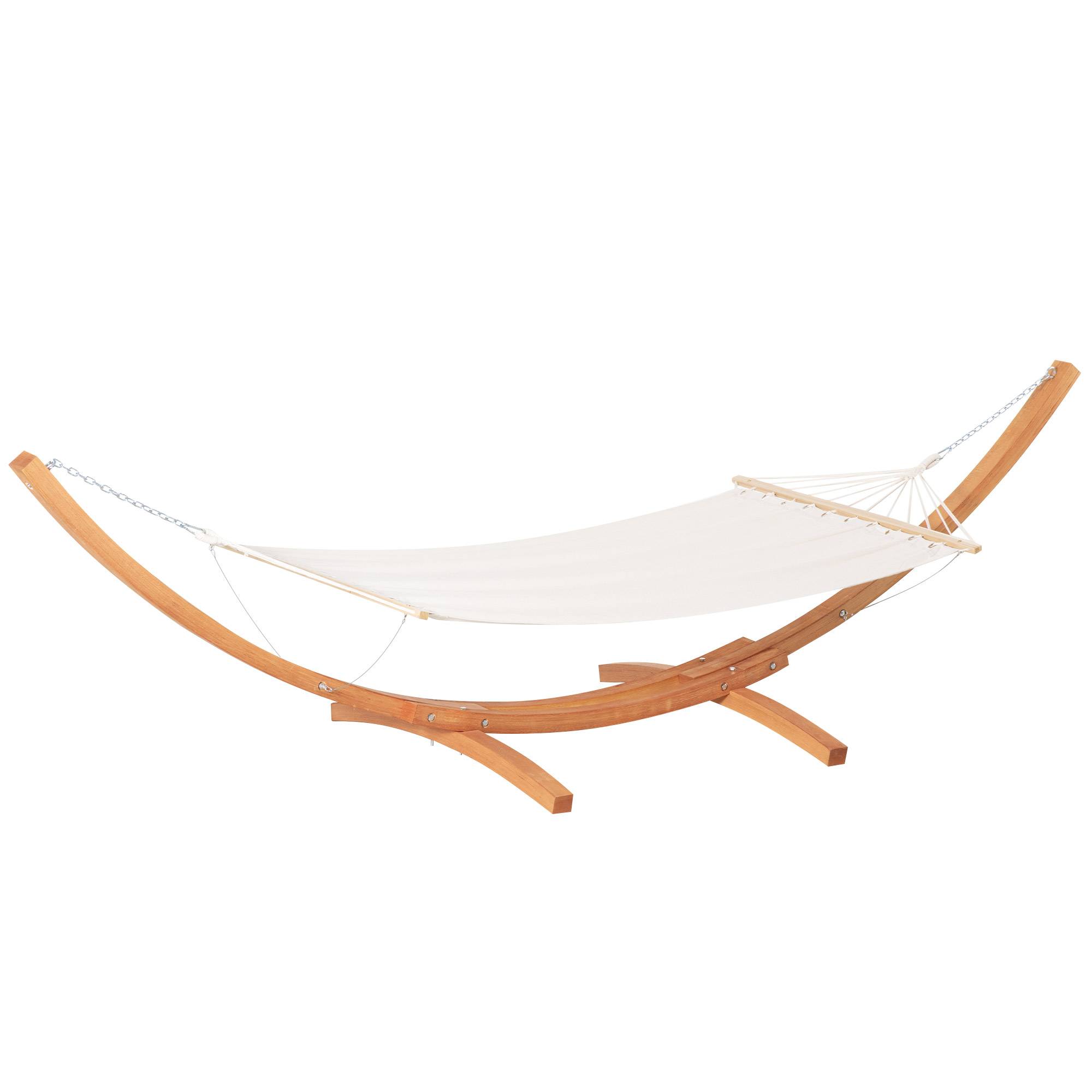 Hamac avec support bois coton crème marron 392 x 120 x 102 cm - PANGIVO - Image 2