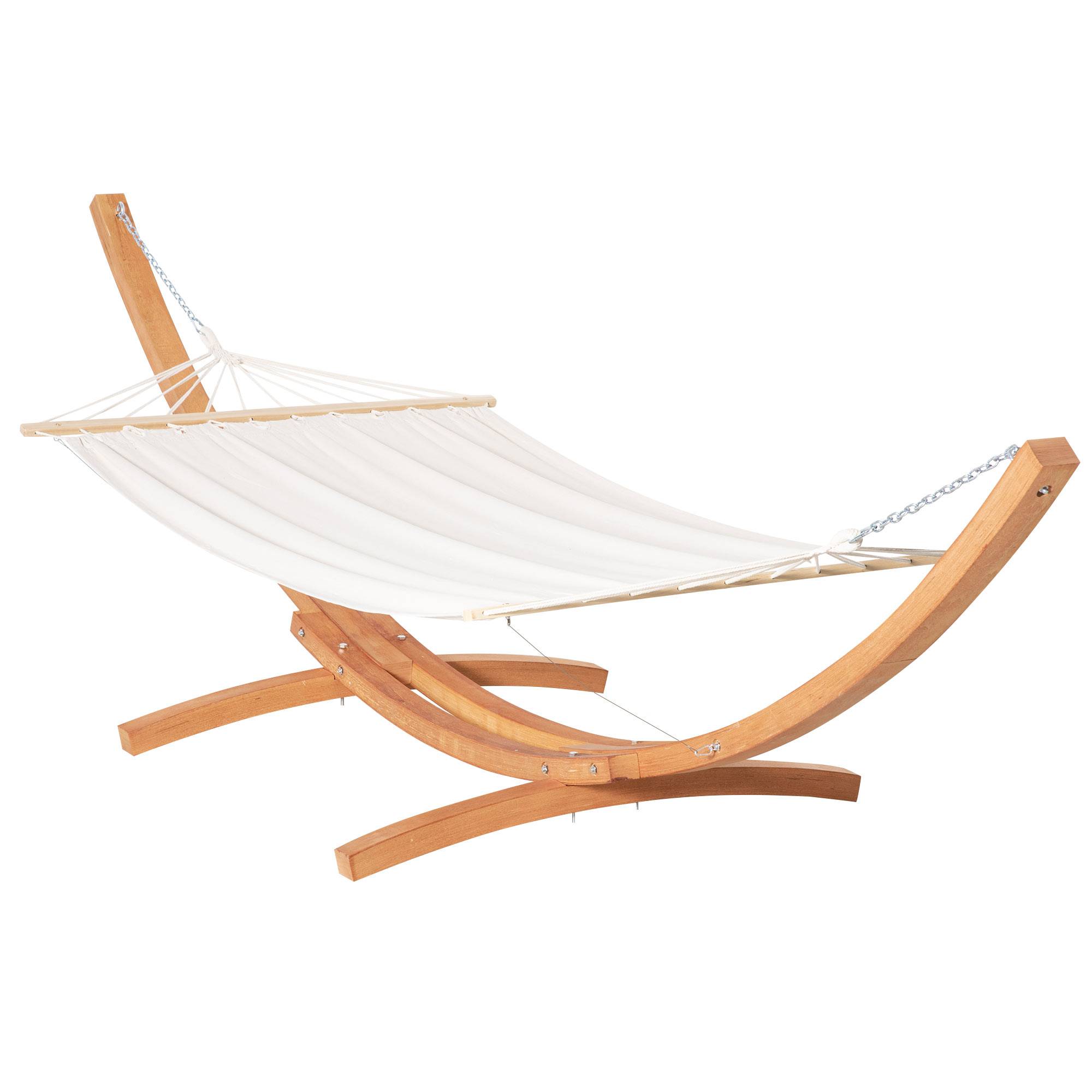 PANGIVO - Hamac avec support bois coton crème marron 392 x 120 x 102 cm - PANGIVO