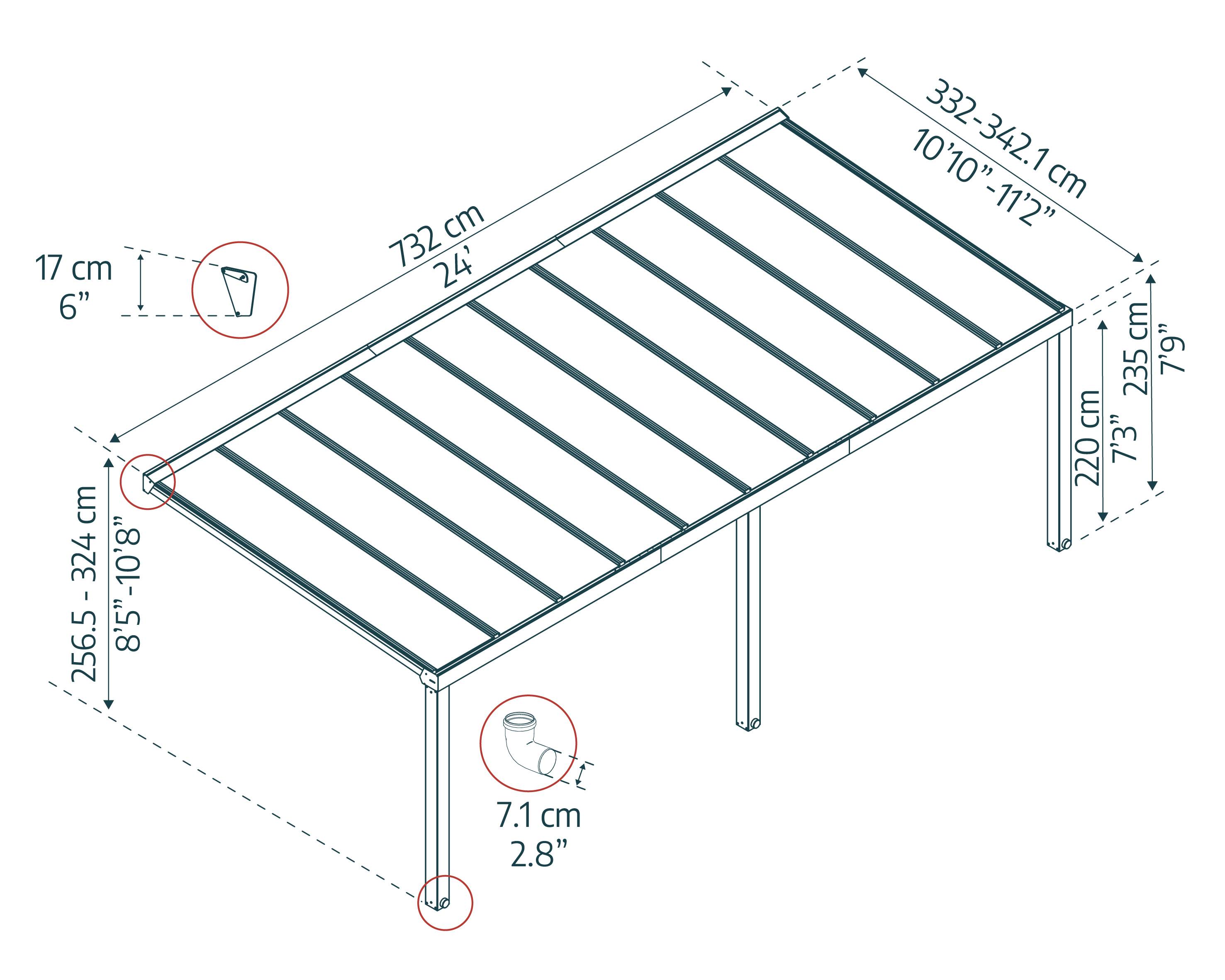 Canopia - Canopia Pergola Stockholm 3,4X7,3 Grise - Imagen 5