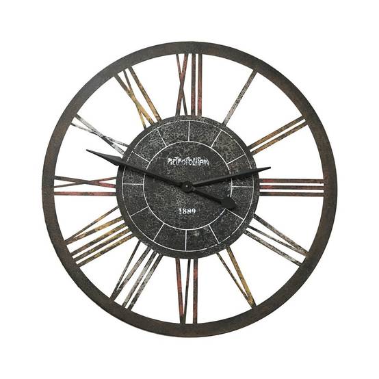 ~ Grande horloge murale décorative vintage salon métal marron 90cm Chemin de campagne - Imagen 1