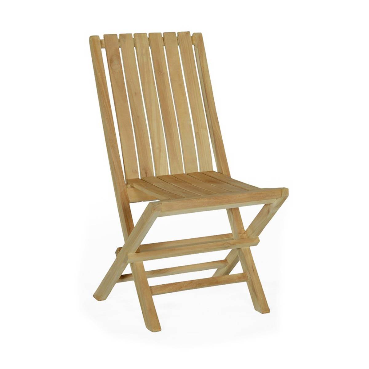 Chaises de jardin pliantes en teck massif karimun (Lot de 4) - TECK'Attitude - Image 5