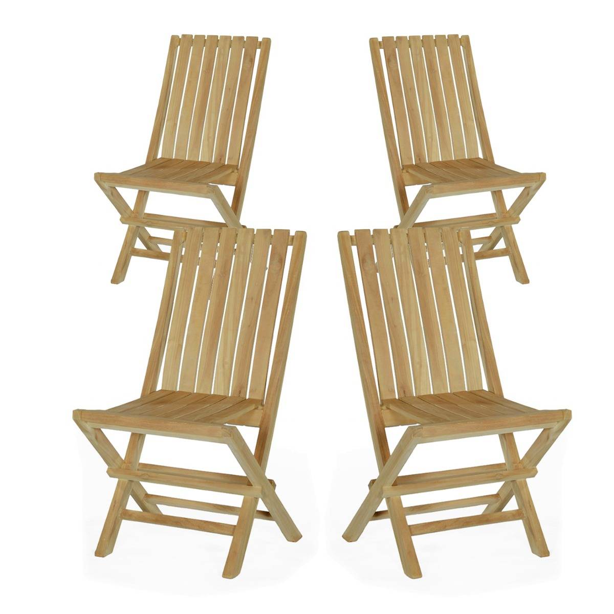 Chaises de jardin pliantes en teck massif karimun (Lot de 4) - TECK'Attitude - Image 1
