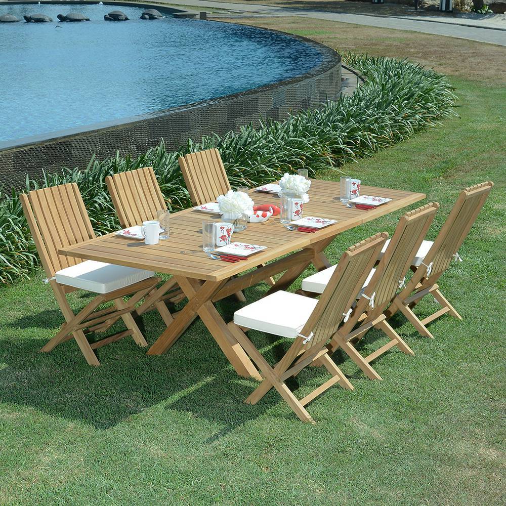 Chaises de jardin pliantes en teck massif karimun (Lot de 4) - TECK'Attitude - Image 9