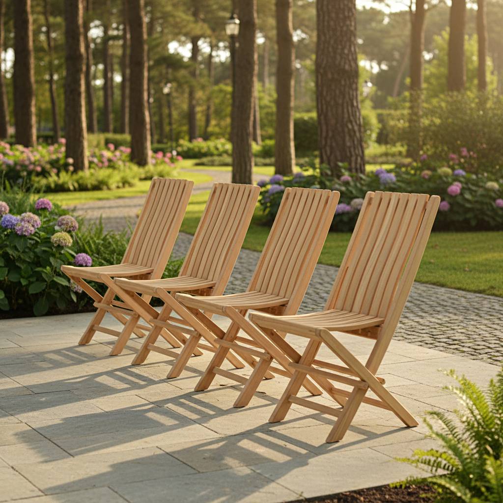 Chaises de jardin pliantes en teck massif karimun (Lot de 4) - TECK'Attitude - Image 2