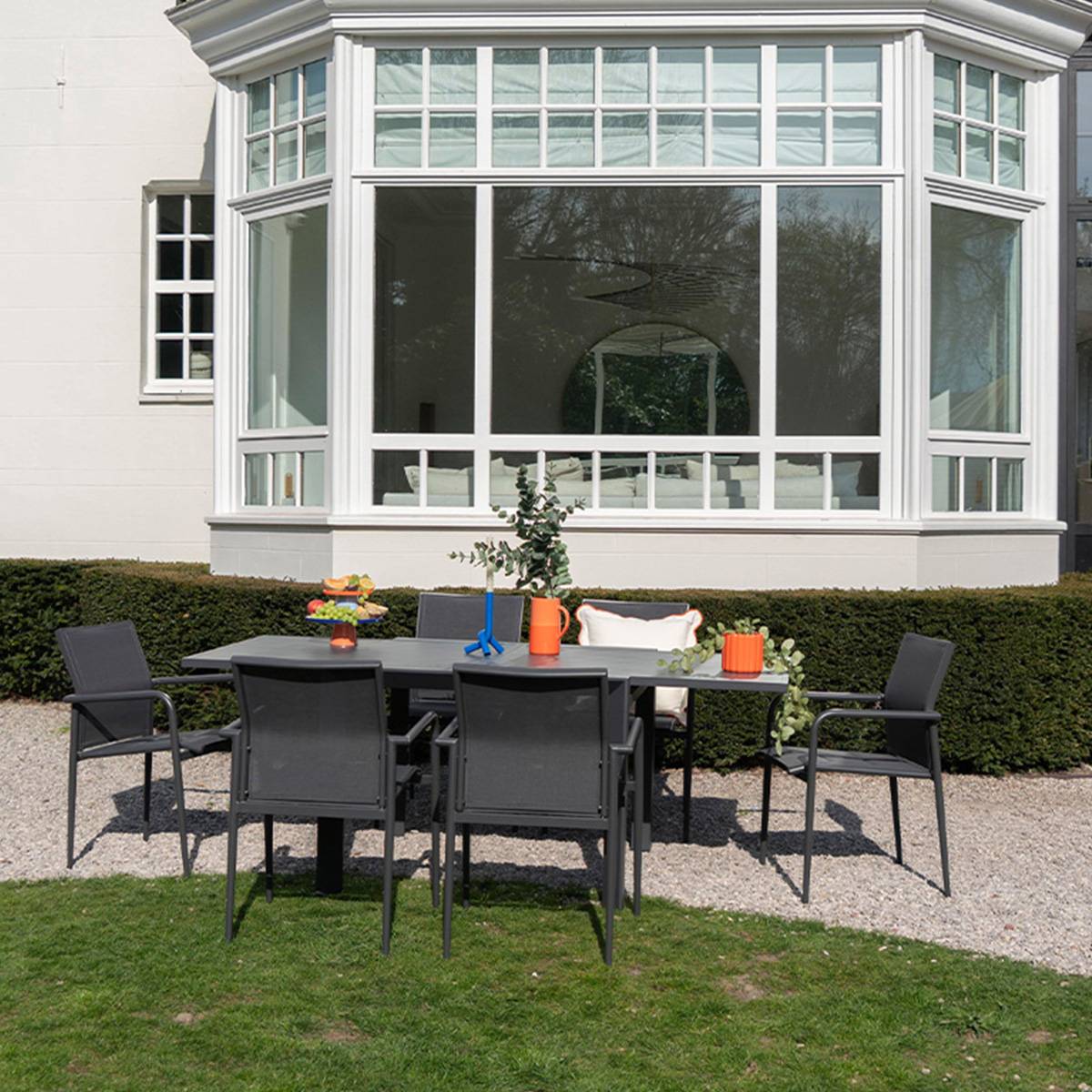 Table de jardin 4/8p en full aluminium Gris MODULO - Image 4