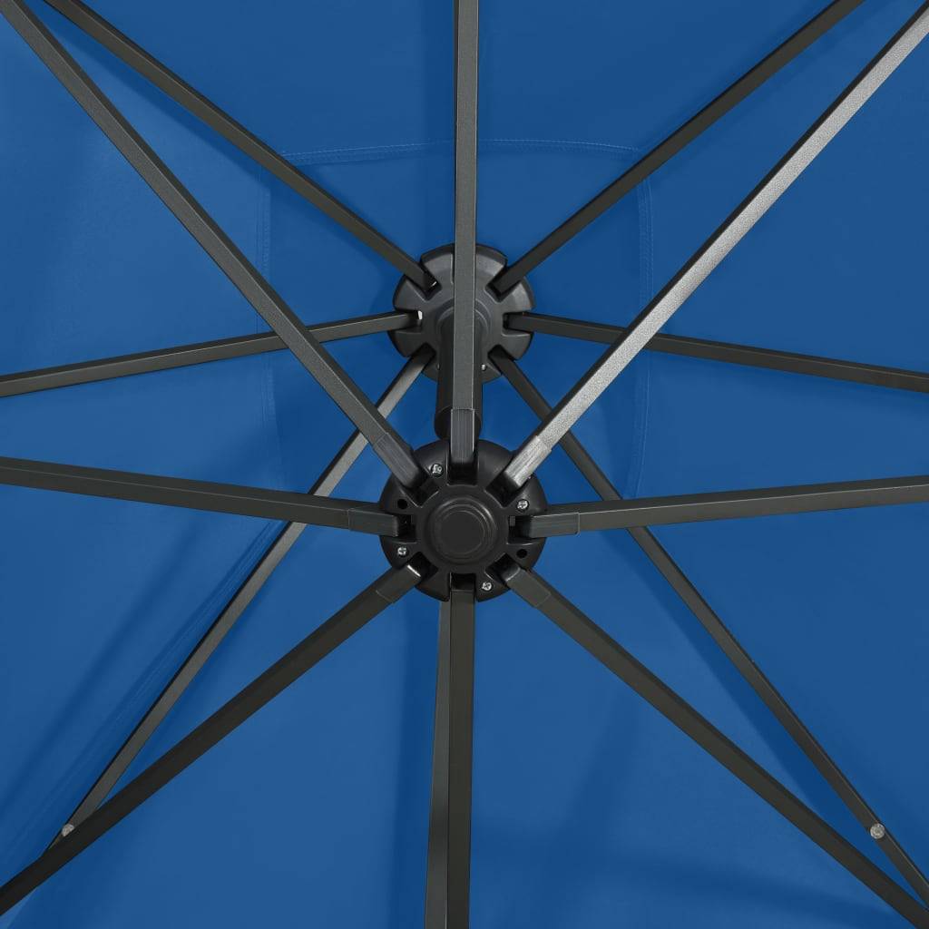 Helloshop26 - Parasol meuble de jardin déporté avec mât et lumières led 250 cm bleu azur - Imagen 7