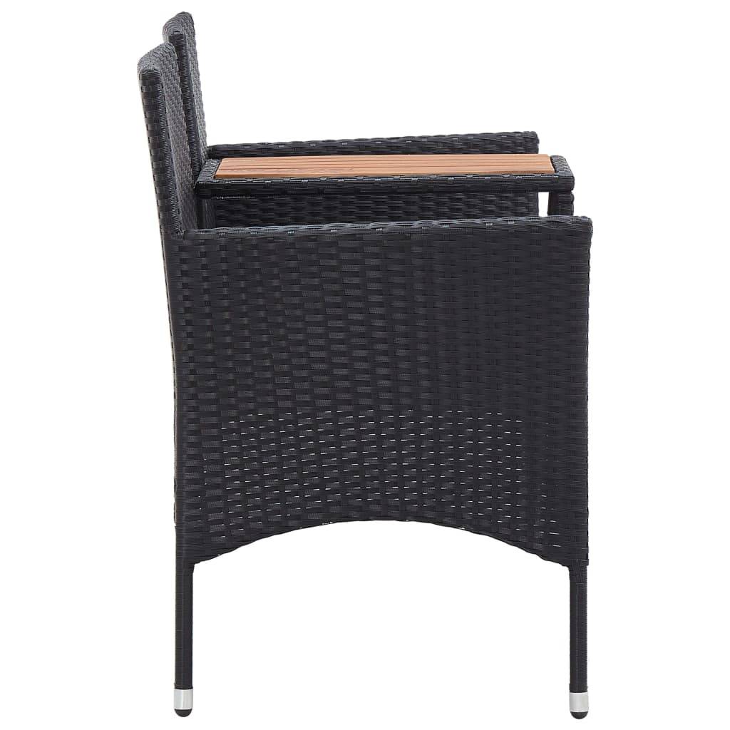 Helloshop26 - Banc de jardin meuble de patio d'extérieur terrasse 2 places et table à thé 143 x 65 x 88 cm résine tressée noir - Imagen 3