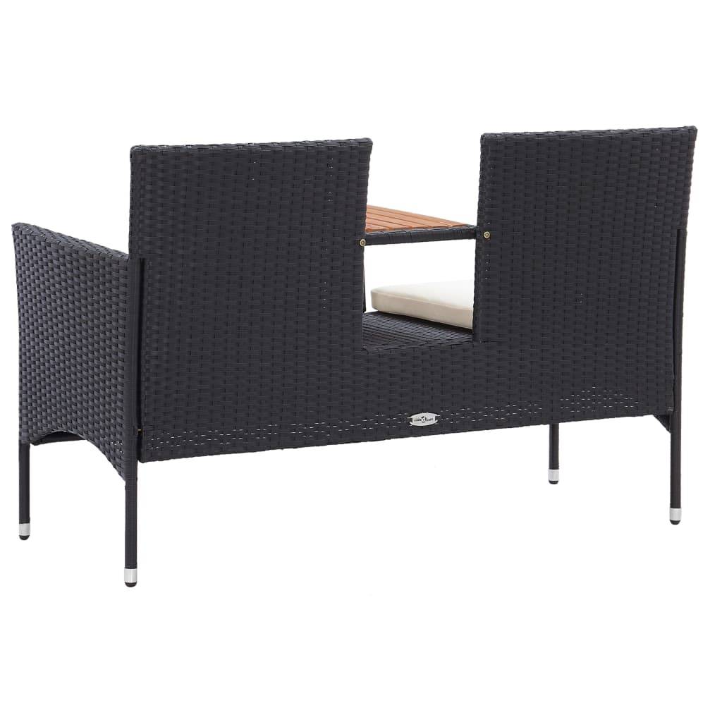 Helloshop26 - Banc de jardin meuble de patio d'extérieur terrasse 2 places et table à thé 143 x 65 x 88 cm résine tressée noir - Imagen 4