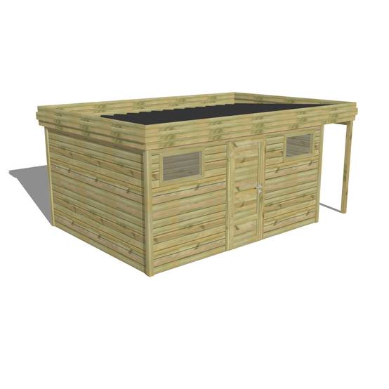 ABRI DE JARDIN bois autoclave 27mm - 5,34x3,44m / 18m2 - Bac acier - Abri Français - Image 1