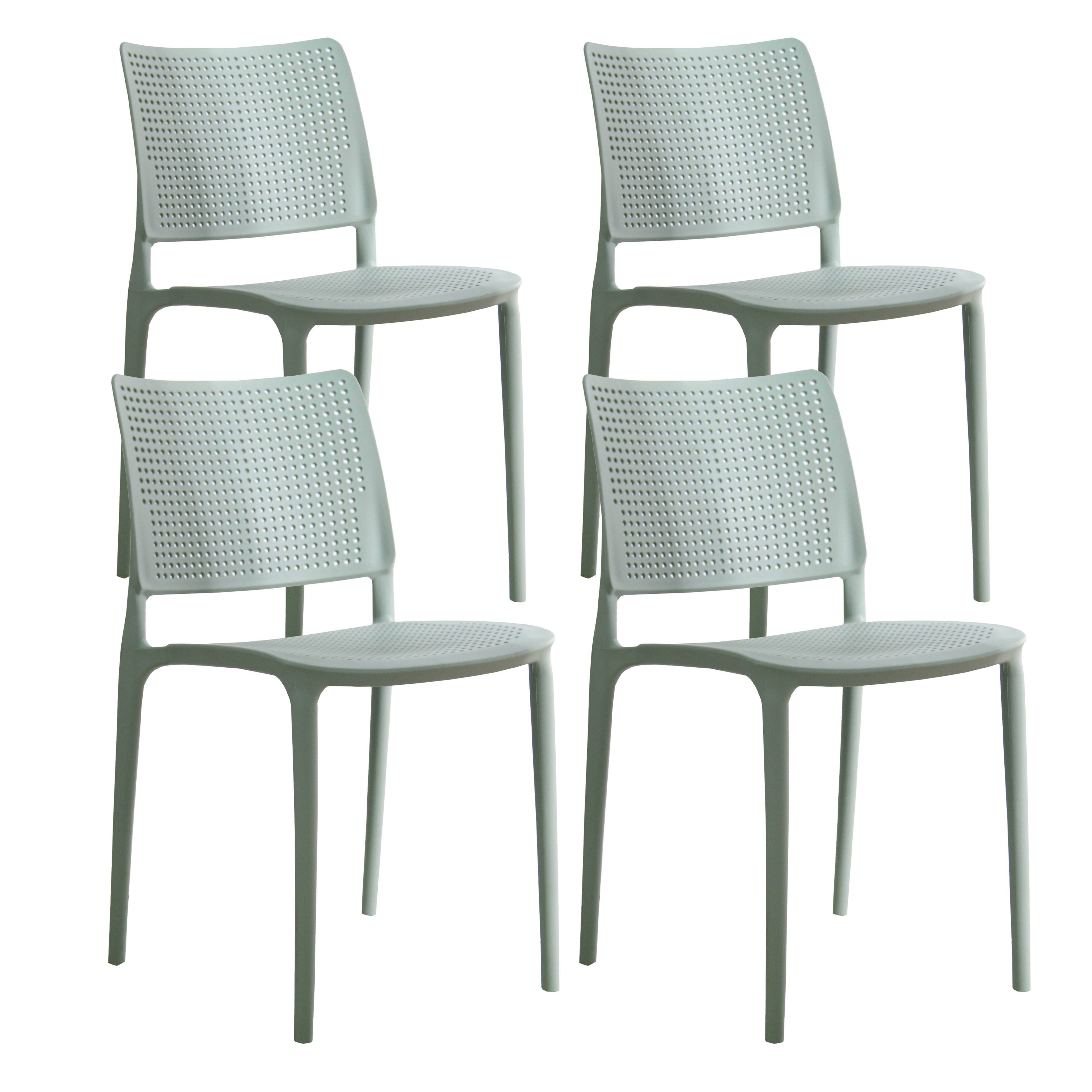Oviala - Lot de 4 chaises de terrasse vert sauge en plastique Riga - Oviala - Imagen 1