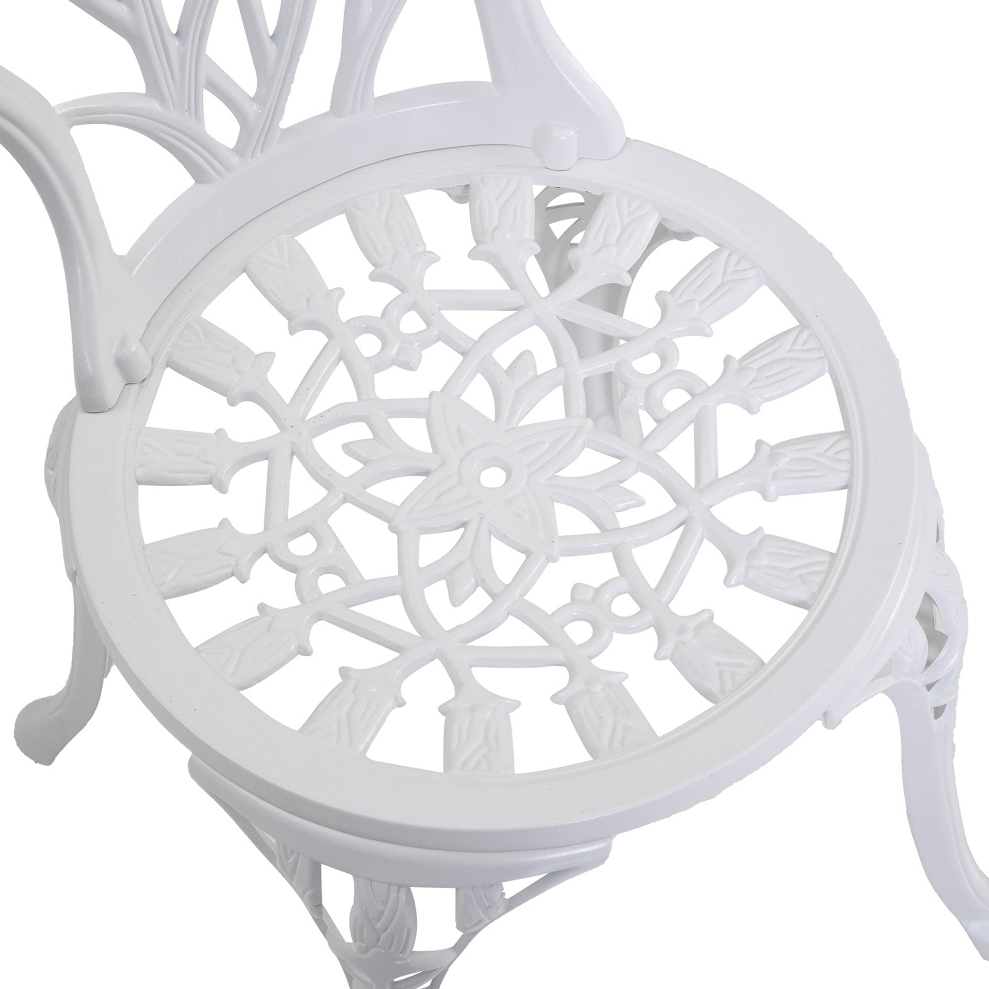 Outsunny - Ensemble salon de jardin 2 places 2 chaises + table ronde fonte d'aluminium imitation fer forgé blanc - Outsunny - Imagen 9
