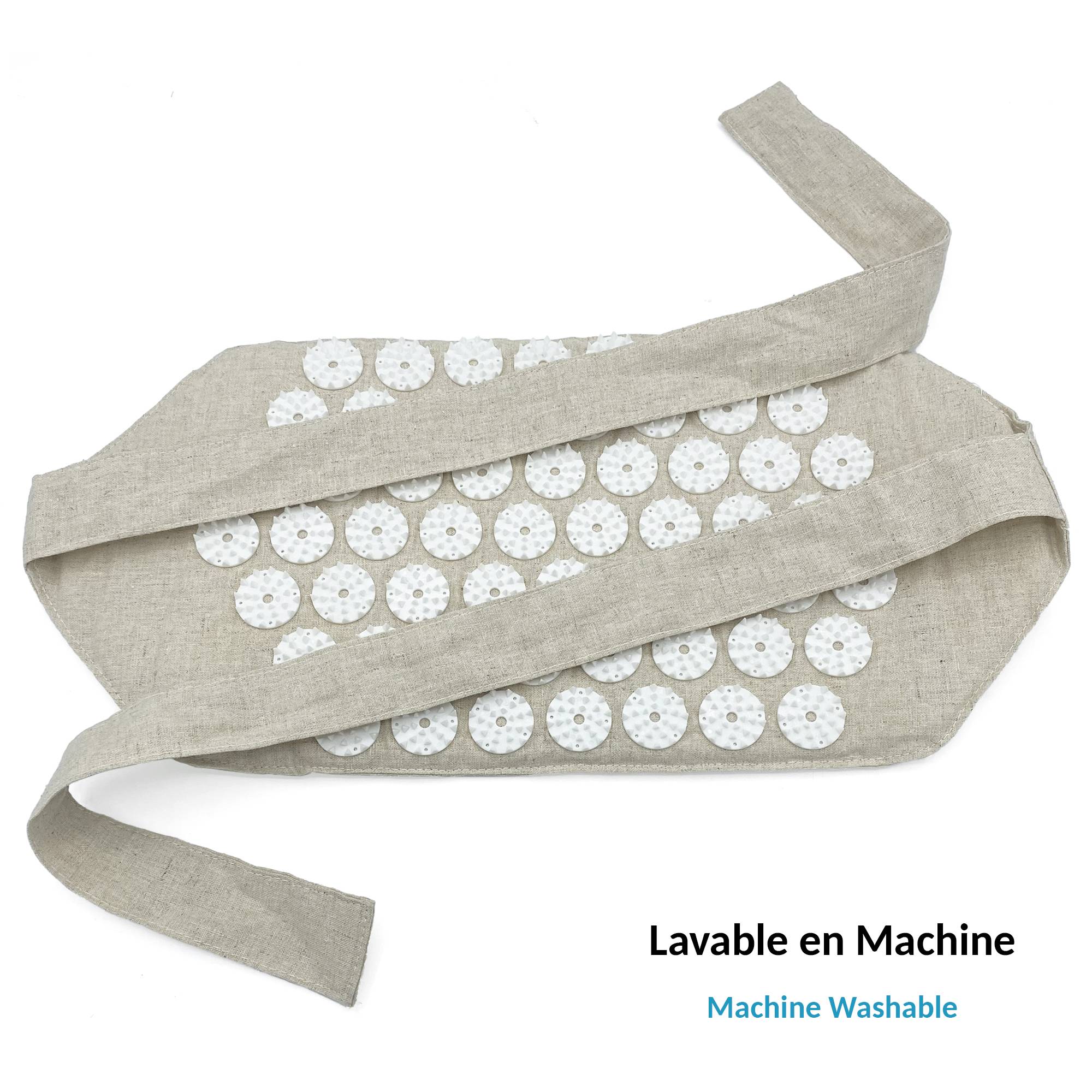 Ceinture d'acupression dorsale FISHTEC 1566 Points Lin naturel Respirant Mousse confort 1,5 cm Soulagement dos Relaxation Bien-être - Image 8