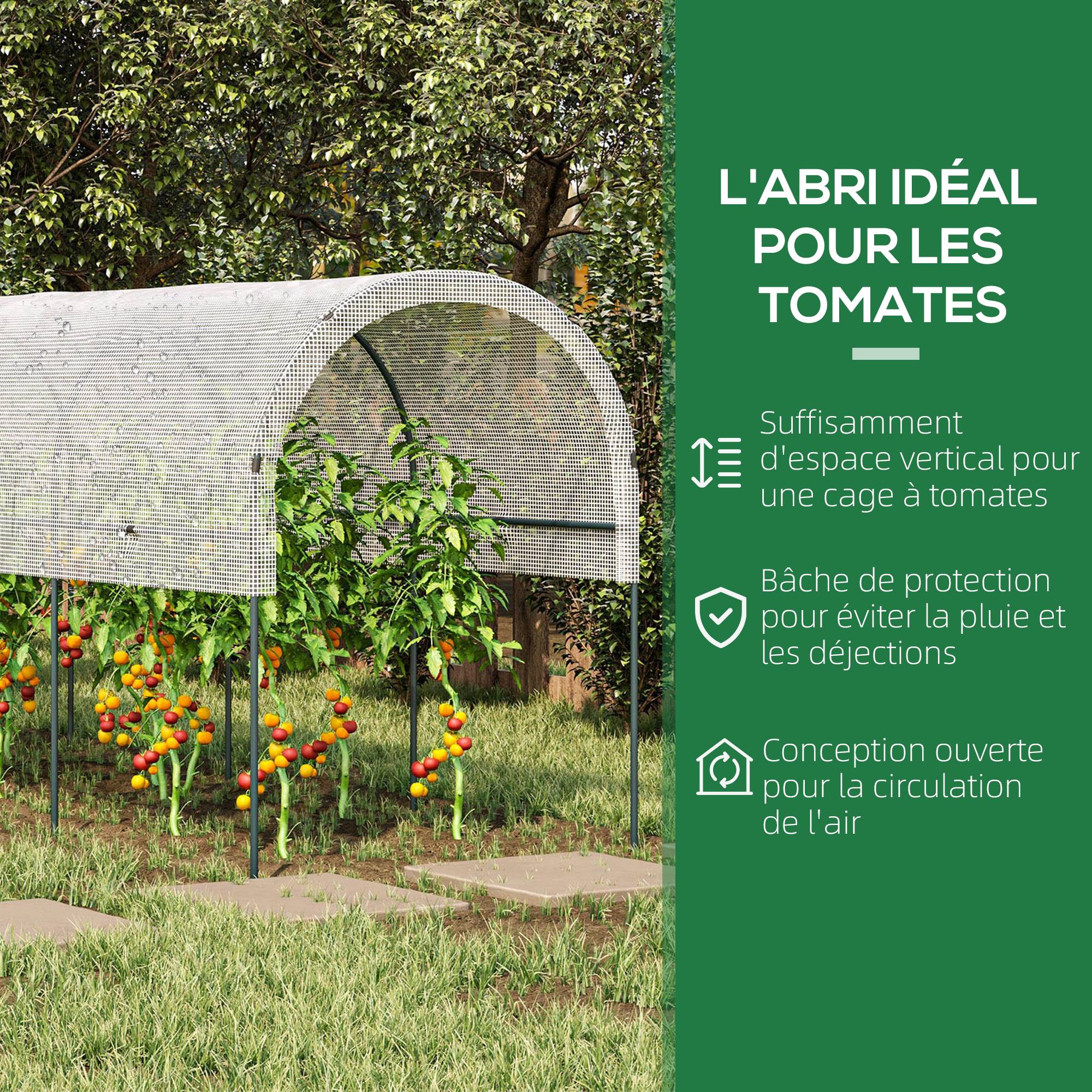 Serre tunnel à tomates acier pour potager croissance rapide 400x120x170cm blanc - ComfortXL Outdoor Living - Image 6
