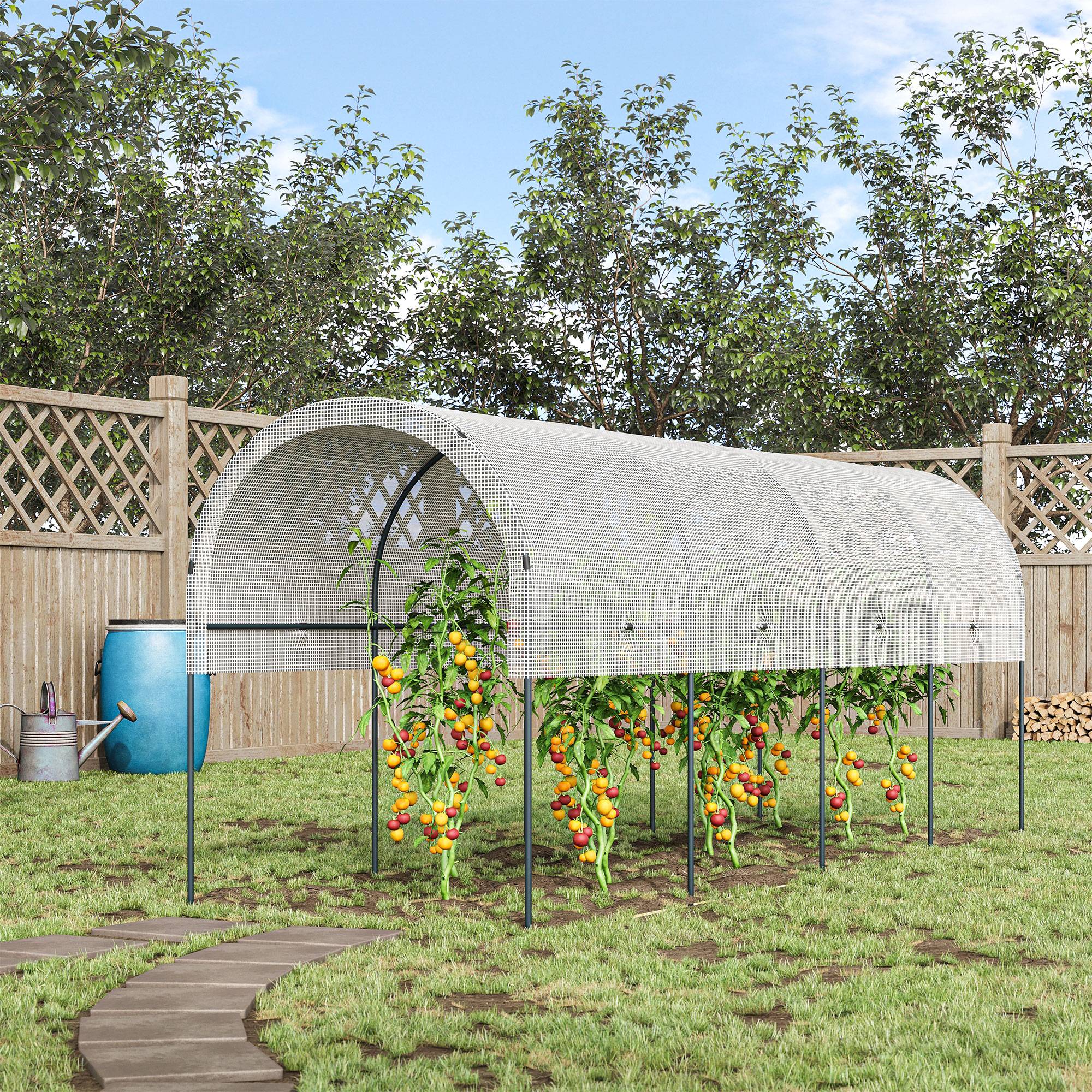 Serre tunnel à tomates acier pour potager croissance rapide 400x120x170cm blanc - ComfortXL Outdoor Living - Image 3