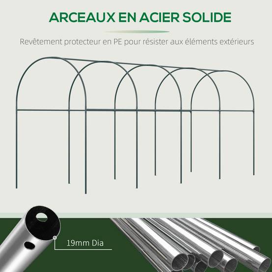 Serre tunnel à tomates acier pour potager croissance rapide 400x120x170cm blanc - ComfortXL Outdoor Living - Image 7