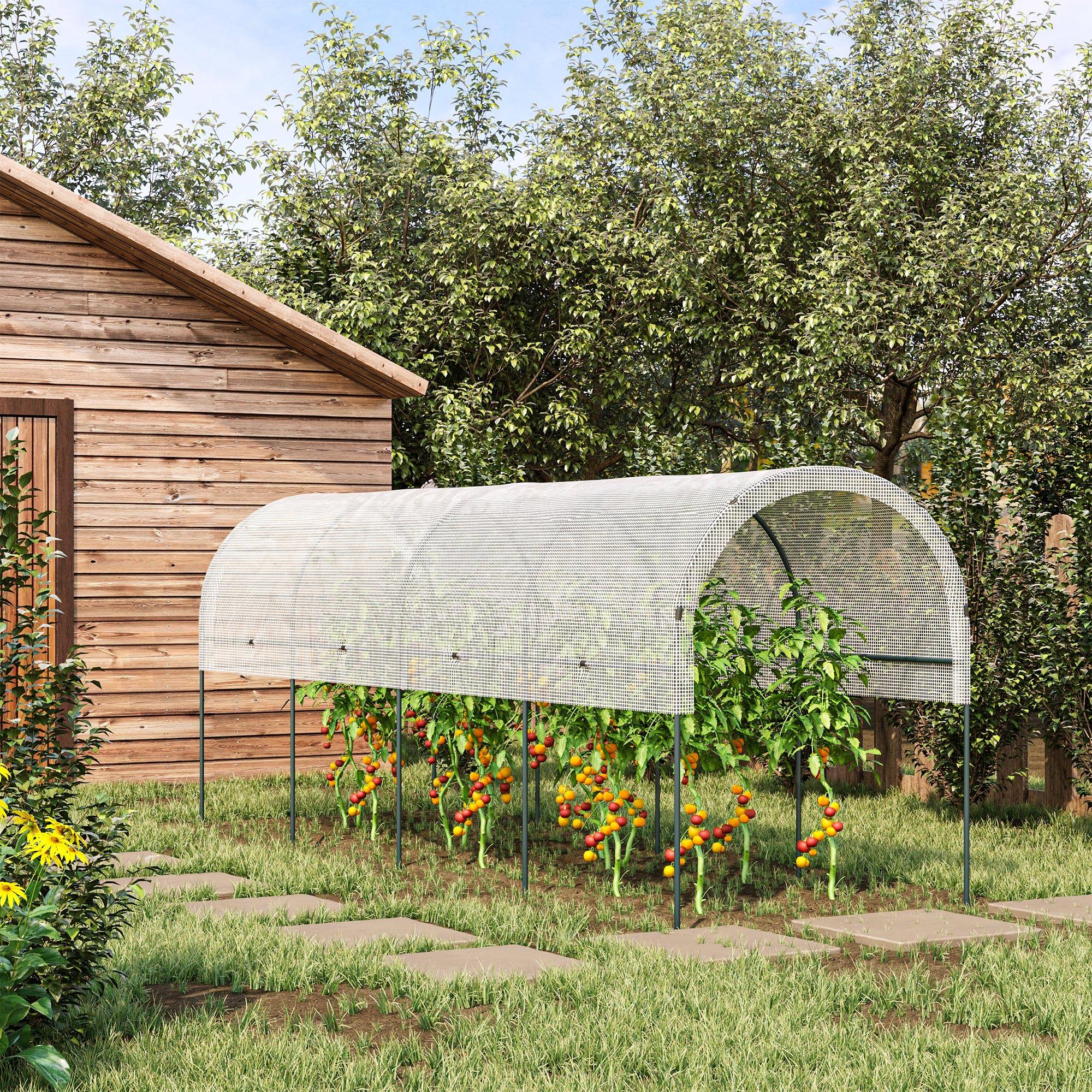 Serre tunnel à tomates acier pour potager croissance rapide 400x120x170cm blanc - ComfortXL Outdoor Living - Image 4