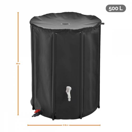 Réservoir souple, récupérateur d'eau de pluie pliable - 500 L - Noir - Linxor - Image 2