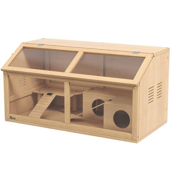 Cage grand hamster bois sapin rongeurs nains accessoires jeu 85x45x44cm naturel - ComfortXL Outdoor Living - Image 2