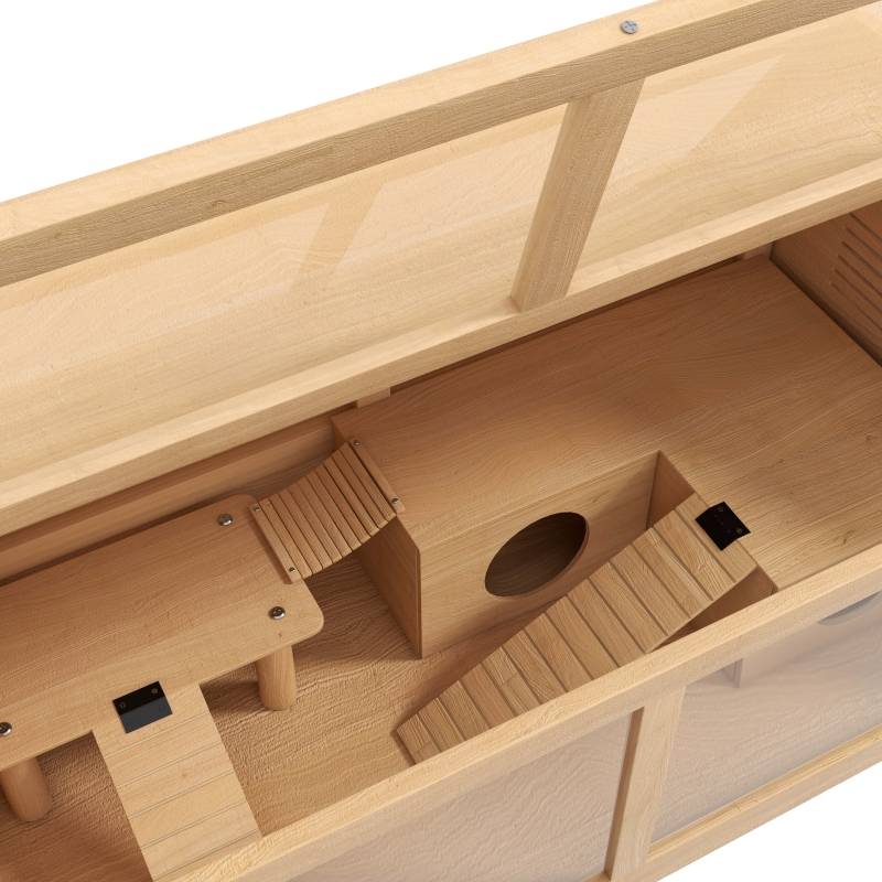 Cage grand hamster bois sapin rongeurs nains accessoires jeu 85x45x44cm naturel - ComfortXL Outdoor Living - Image 8