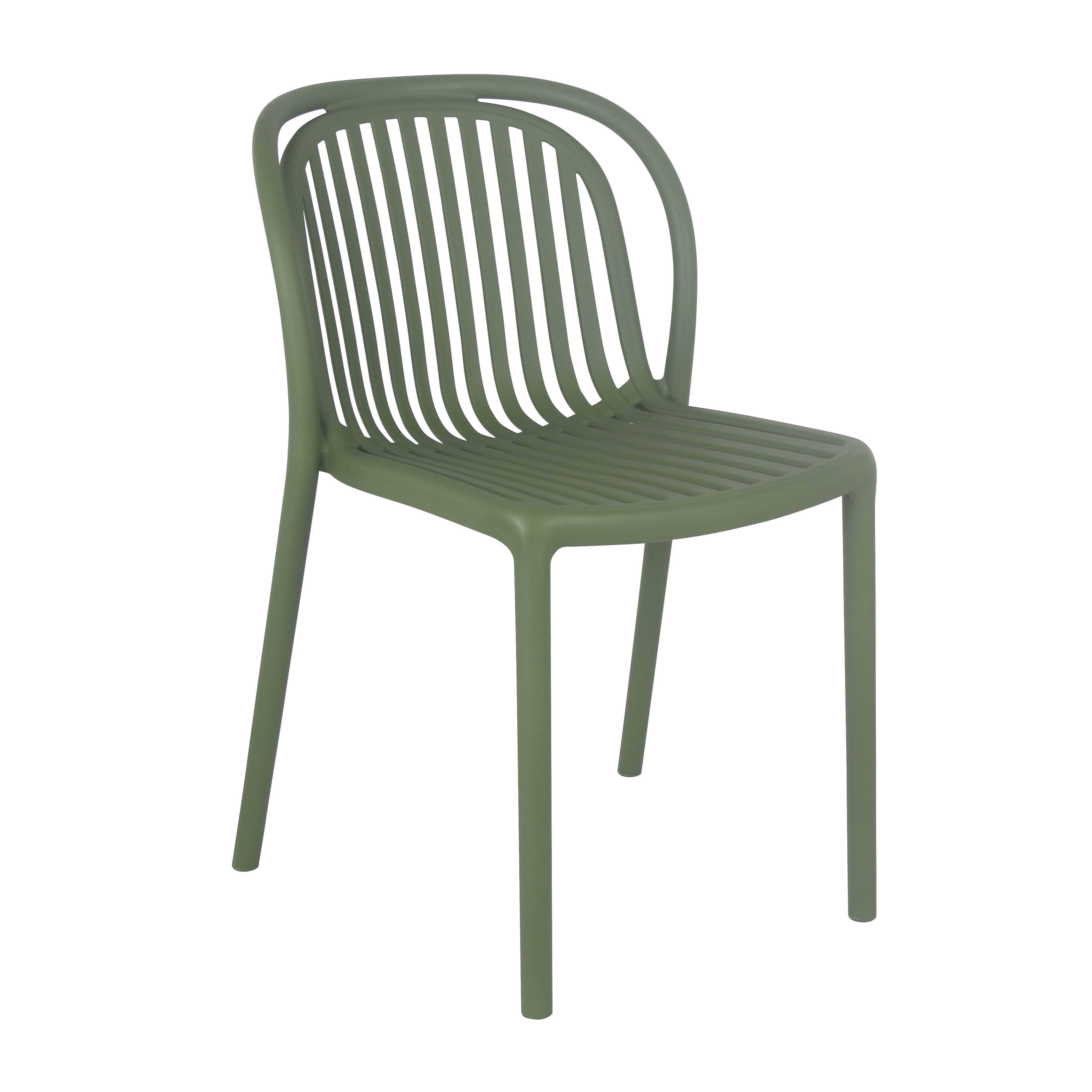 Oviala - Lot de 4 chaises de terrasse en plastique vert olive Copenhague - Oviala - Imagen 2