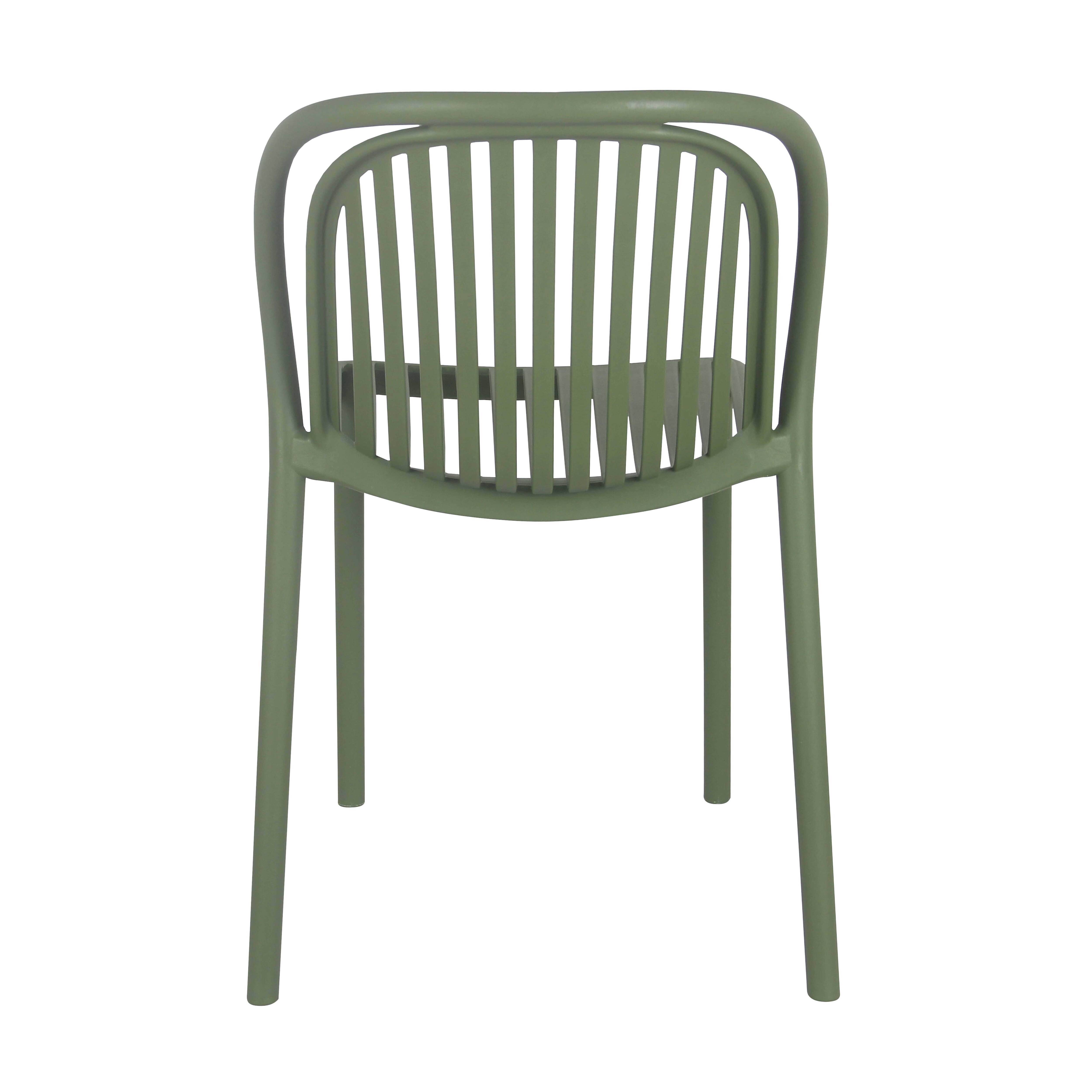 Oviala - Lot de 4 chaises de terrasse en plastique vert olive Copenhague - Oviala - Imagen 5