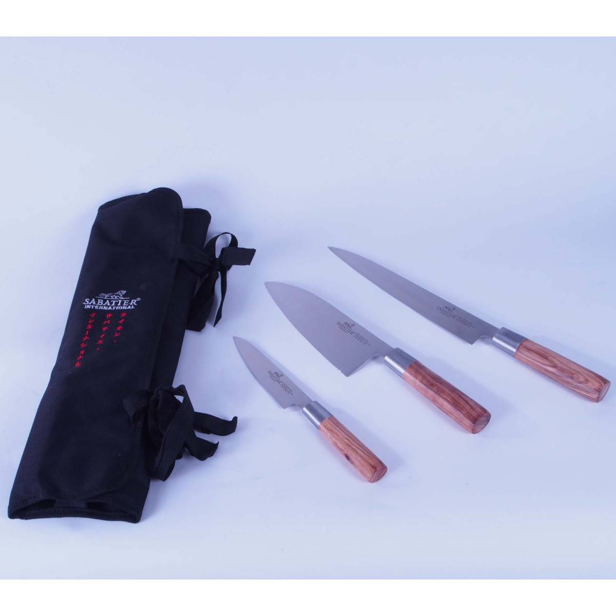 Trousse 3 couteaux japonais virole inox manche zebrano 977002 Lion Sabatier - Imagen 2