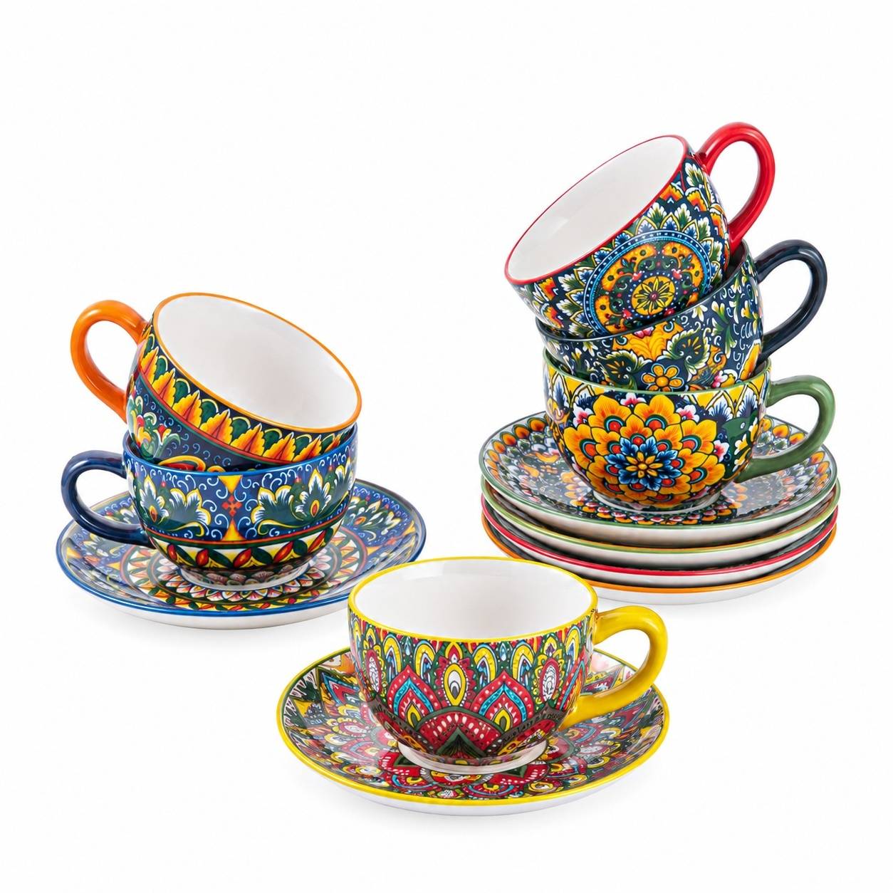 Service à Café en Porcelaine pour 6 Personnes Tasses à Espresso et Cappuccino - Image 1