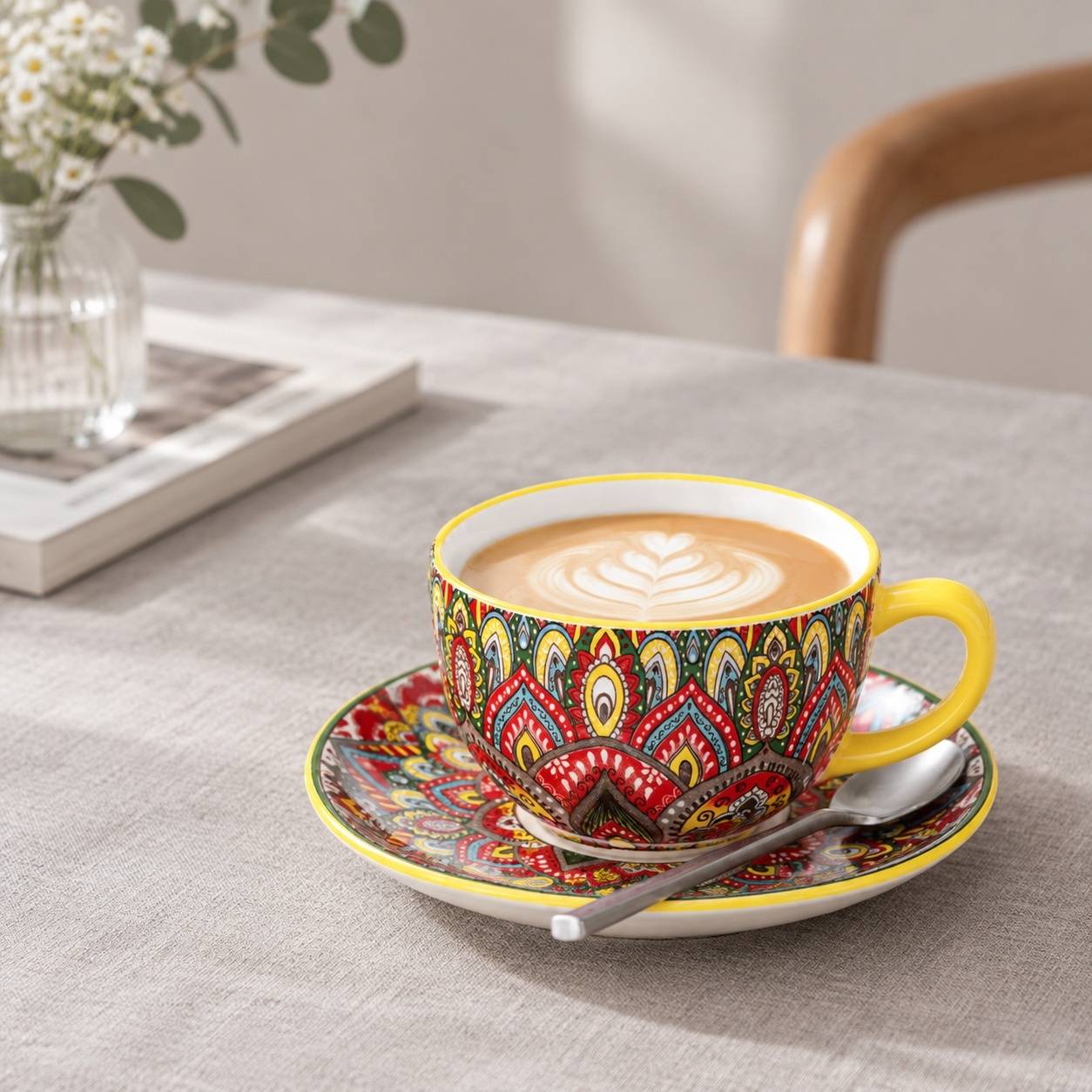 Service à Café en Porcelaine pour 6 Personnes Tasses à Espresso et Cappuccino - Image 5