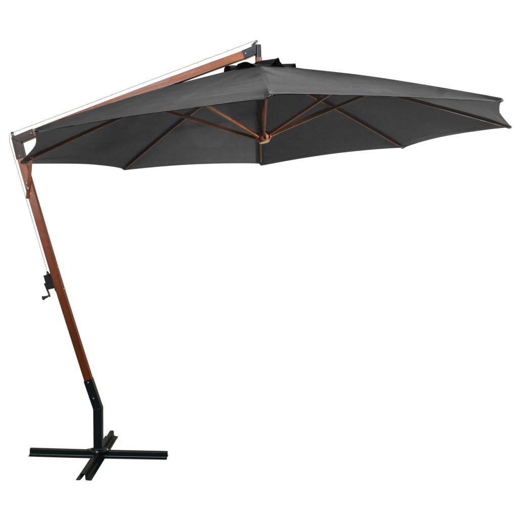 Helloshop26 - Parasol suspendu avec mât 3,5 x 2,9 m bois de sapin anthracite - Imagen 2