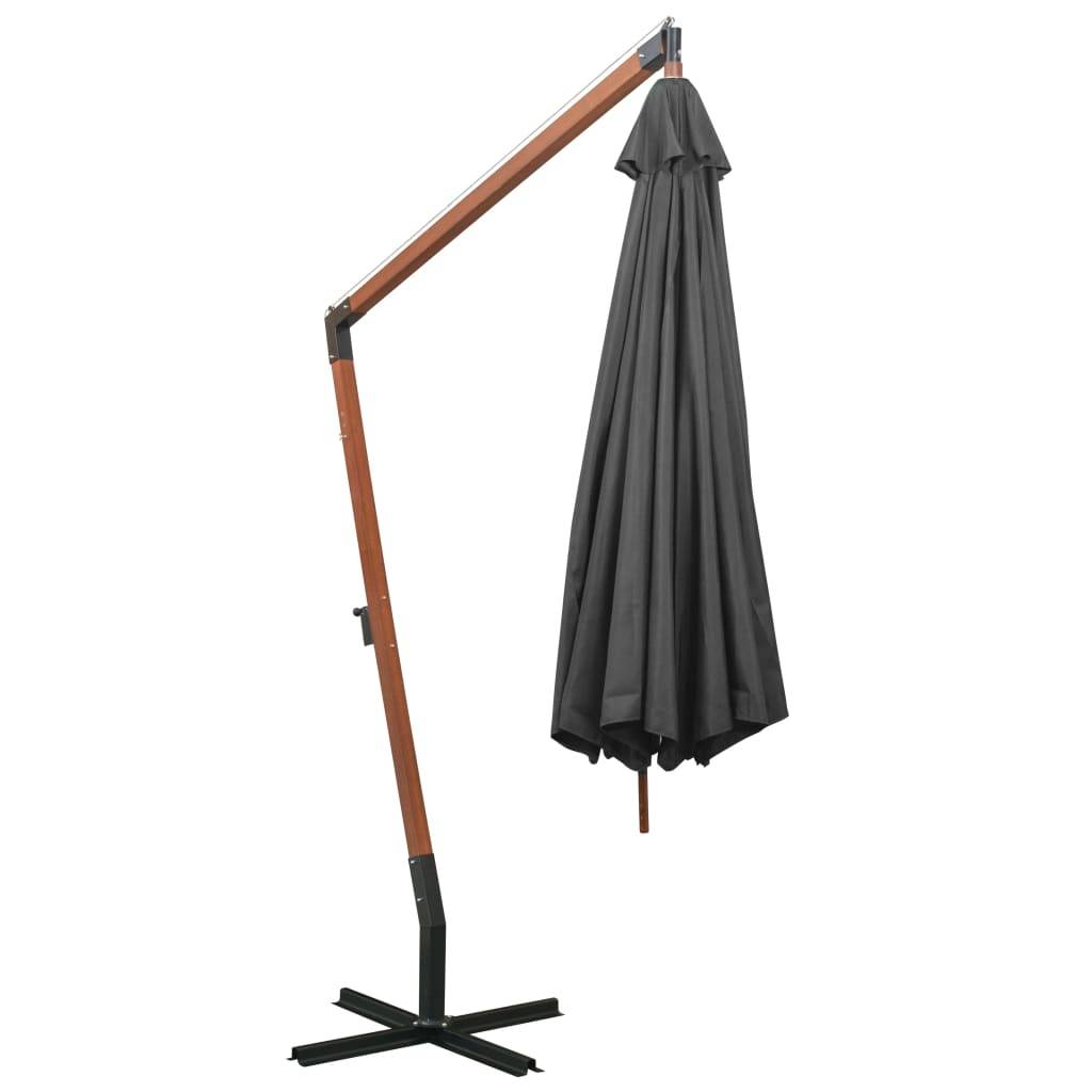 Helloshop26 - Parasol suspendu avec mât 3,5 x 2,9 m bois de sapin anthracite - Imagen 4
