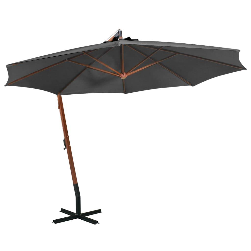 Helloshop26 - Parasol suspendu avec mât 3,5 x 2,9 m bois de sapin anthracite - Imagen 1