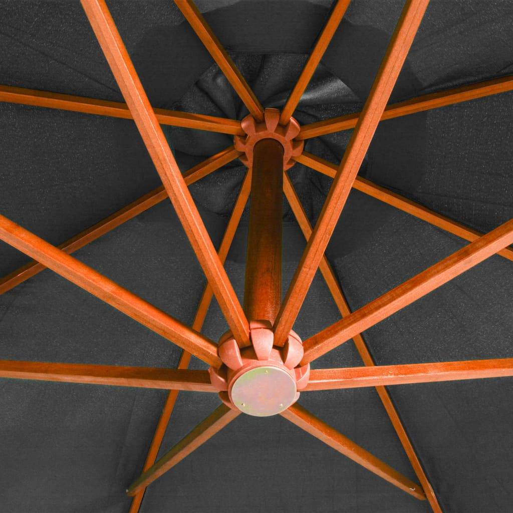 Helloshop26 - Parasol suspendu avec mât 3,5 x 2,9 m bois de sapin anthracite - Imagen 5