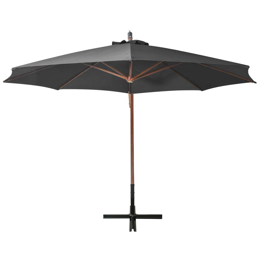 Helloshop26 - Parasol suspendu avec mât 3,5 x 2,9 m bois de sapin anthracite - Imagen 3