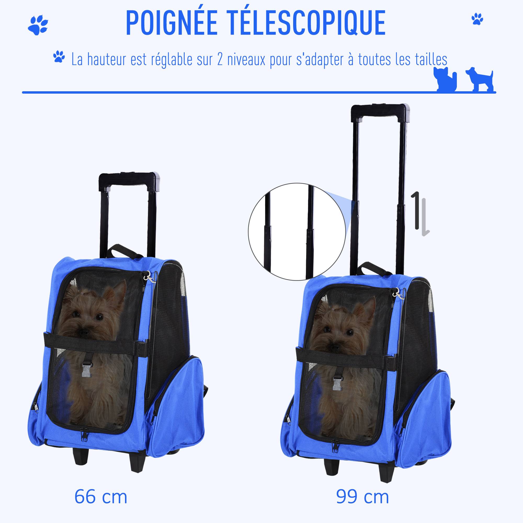 Sac de transport trolley tissu oxford bleu 42 x 25 x 55 cm - PANGIVO - Image 7