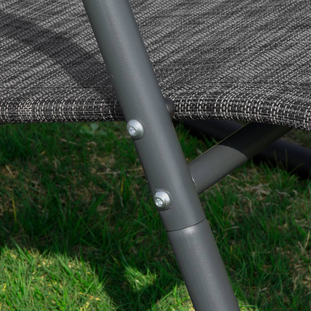 Bain de Soleil Transat de Jardin avec Pochette latérale et Repose-Pieds Noir L.143 x l.57 x H.85 cm SoBuy - Imagen 5
