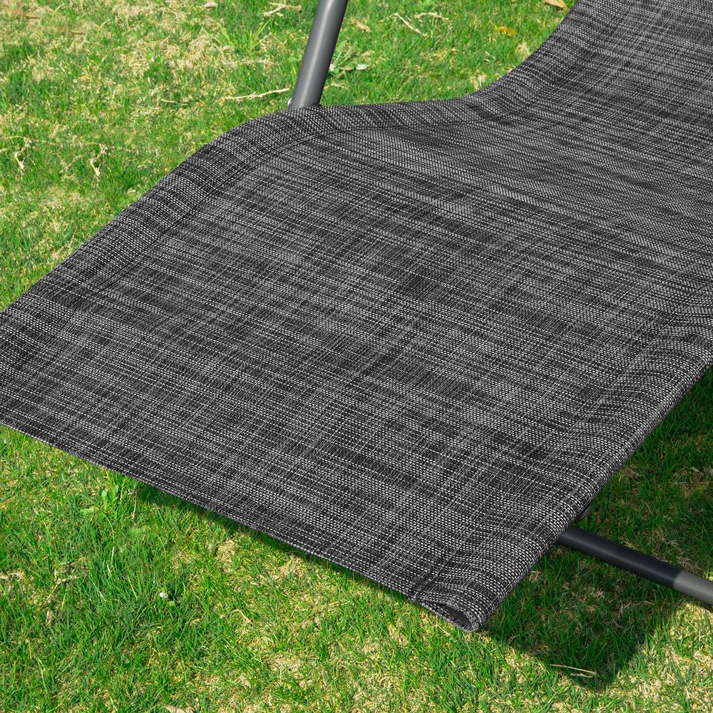 Bain de Soleil Transat de Jardin avec Pochette latérale et Repose-Pieds Noir L.143 x l.57 x H.85 cm SoBuy - Imagen 7