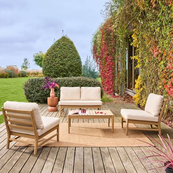 sweeek - Salon de jardin bois d'acacia naturel 4 places - Lunari | sweeek - Image 1