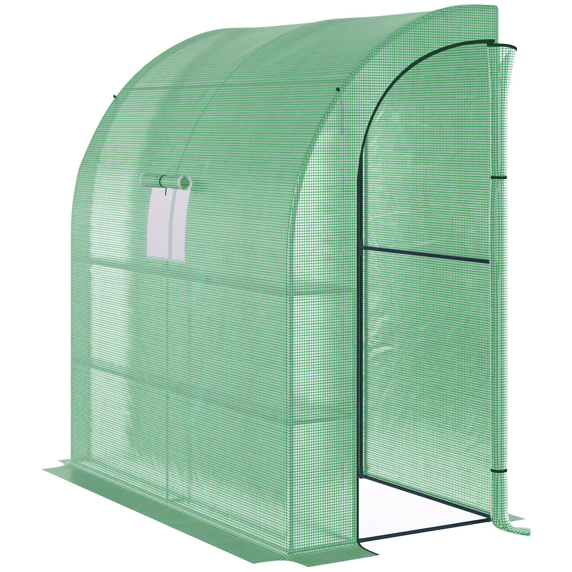 Sans Marque - Serre aluminium tomates fenêtres grillagées chaude portes enroulables UV 200x100x215 cm verte - Image 2