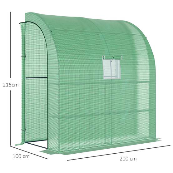 Sans Marque - Serre aluminium tomates fenêtres grillagées chaude portes enroulables UV 200x100x215 cm verte - Image 5