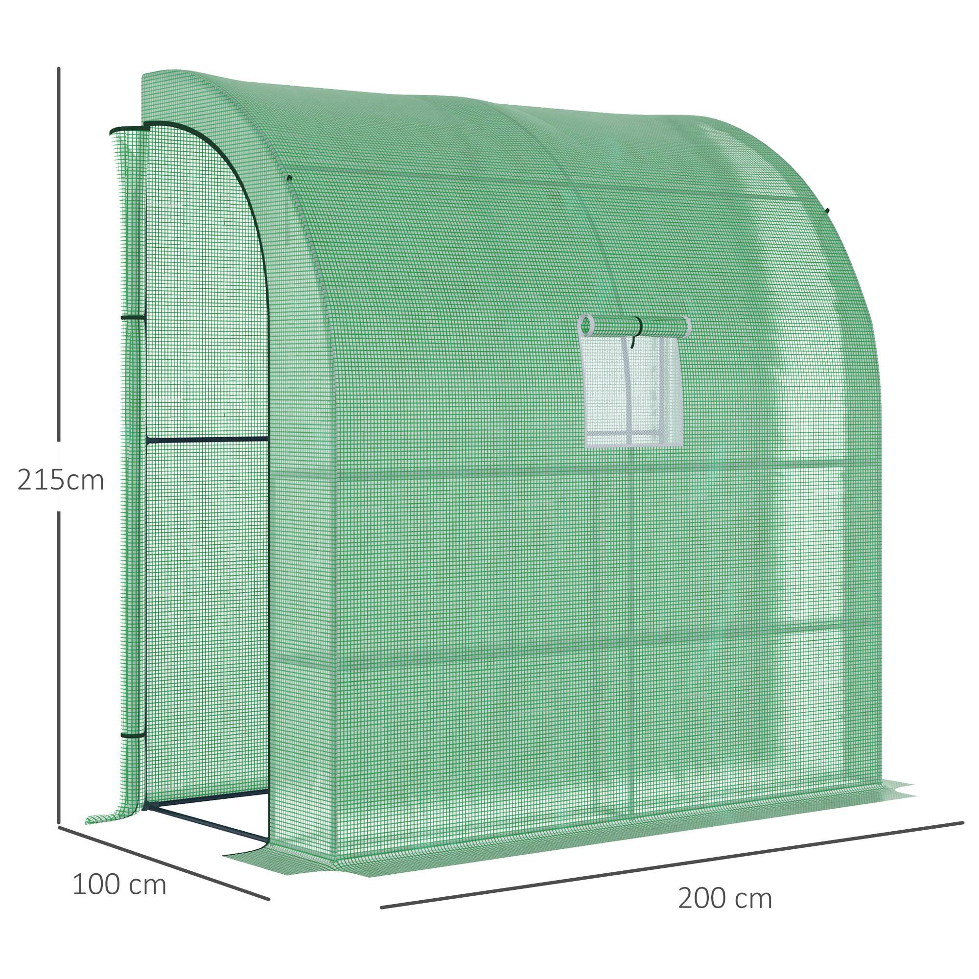 Sans Marque - Serre aluminium tomates fenêtres grillagées chaude portes enroulables UV 200x100x215 cm verte - Image 5