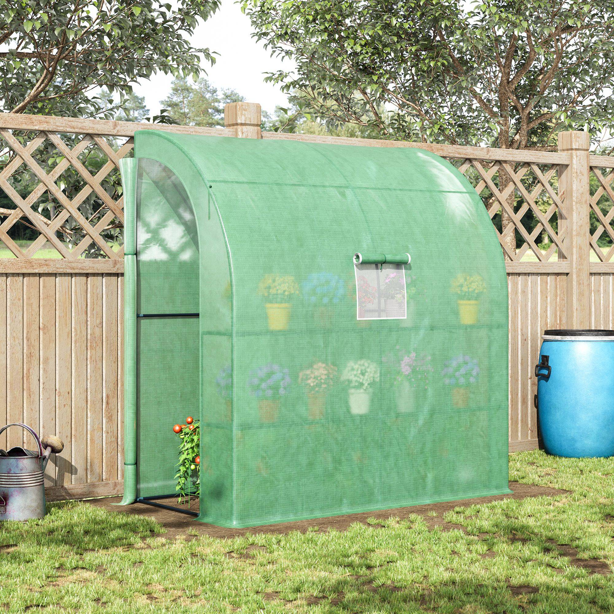 Sans Marque - Serre aluminium tomates fenêtres grillagées chaude portes enroulables UV 200x100x215 cm verte - Image 4