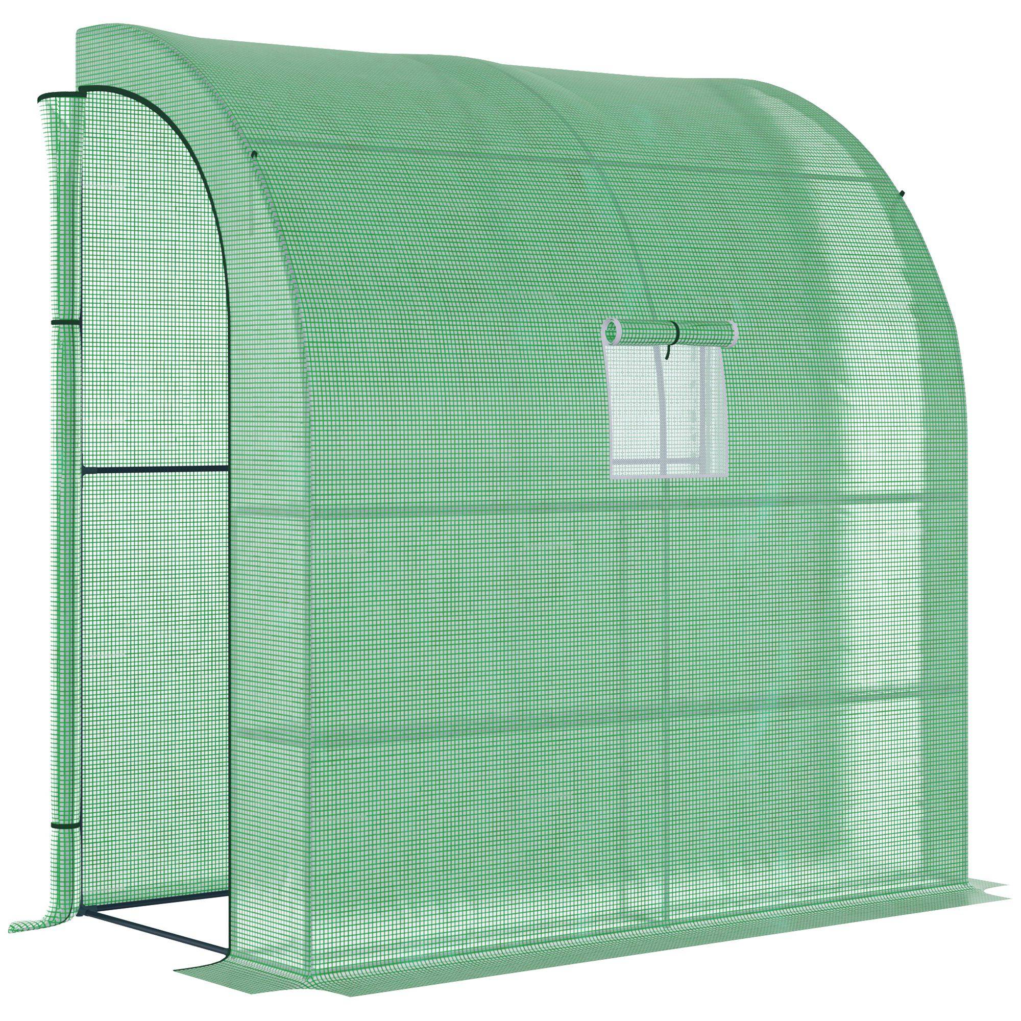 Sans Marque - Serre aluminium tomates fenêtres grillagées chaude portes enroulables UV 200x100x215 cm verte - Image 1