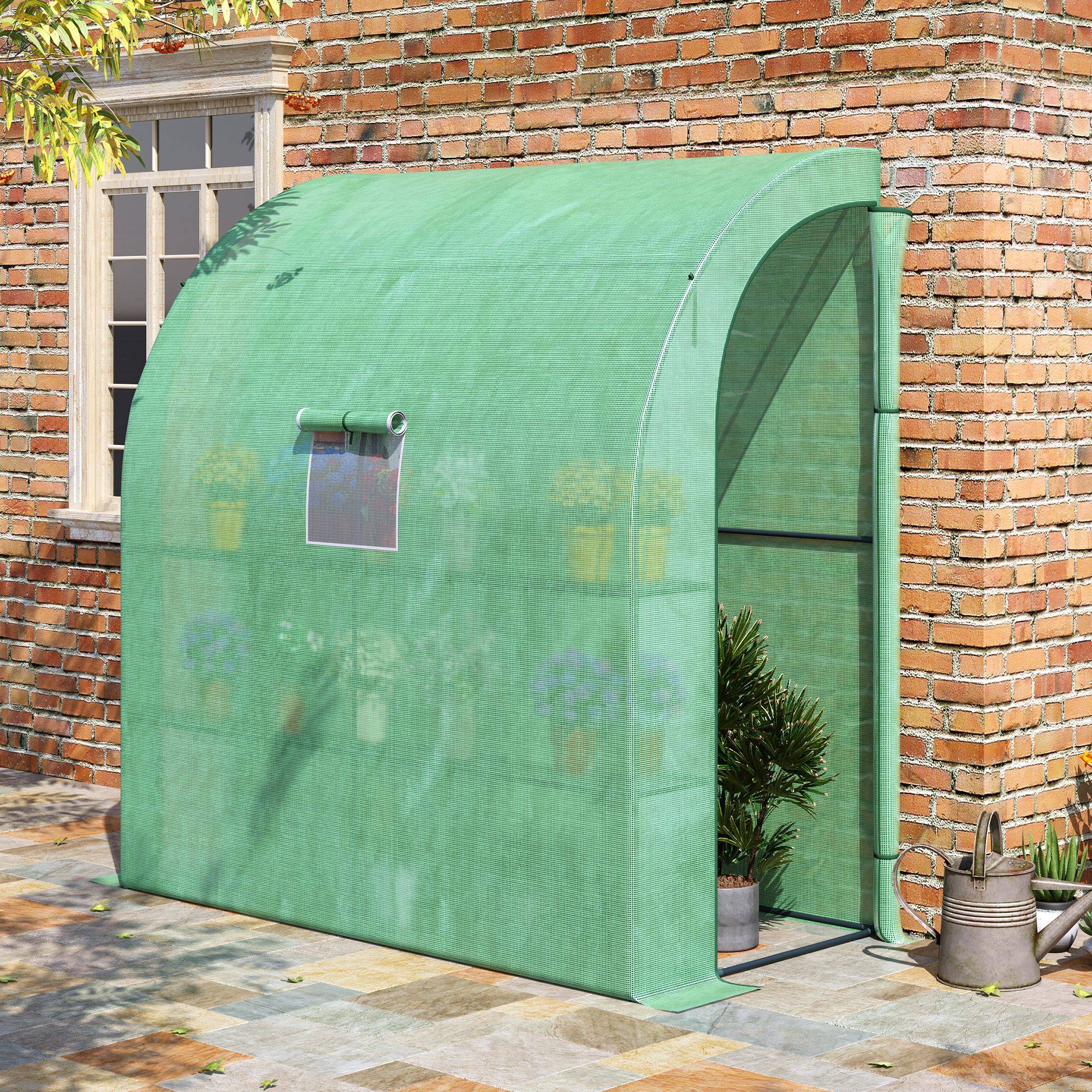 Sans Marque - Serre aluminium tomates fenêtres grillagées chaude portes enroulables UV 200x100x215 cm verte - Image 3