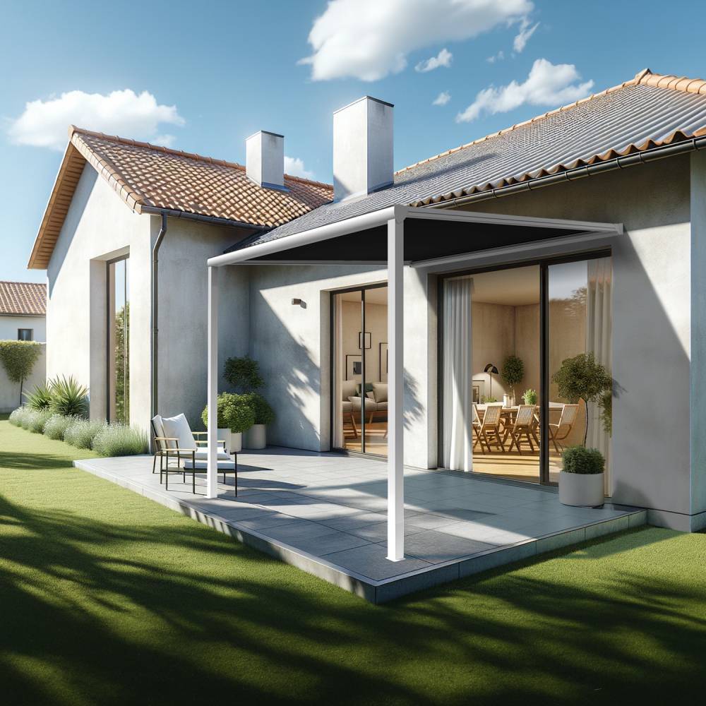 Pergola toile TILA 3,00x3,00m Motorisé à télécommande + manœuvre de secours (Noir - Blanc) - Alia Productions - Imagen 1