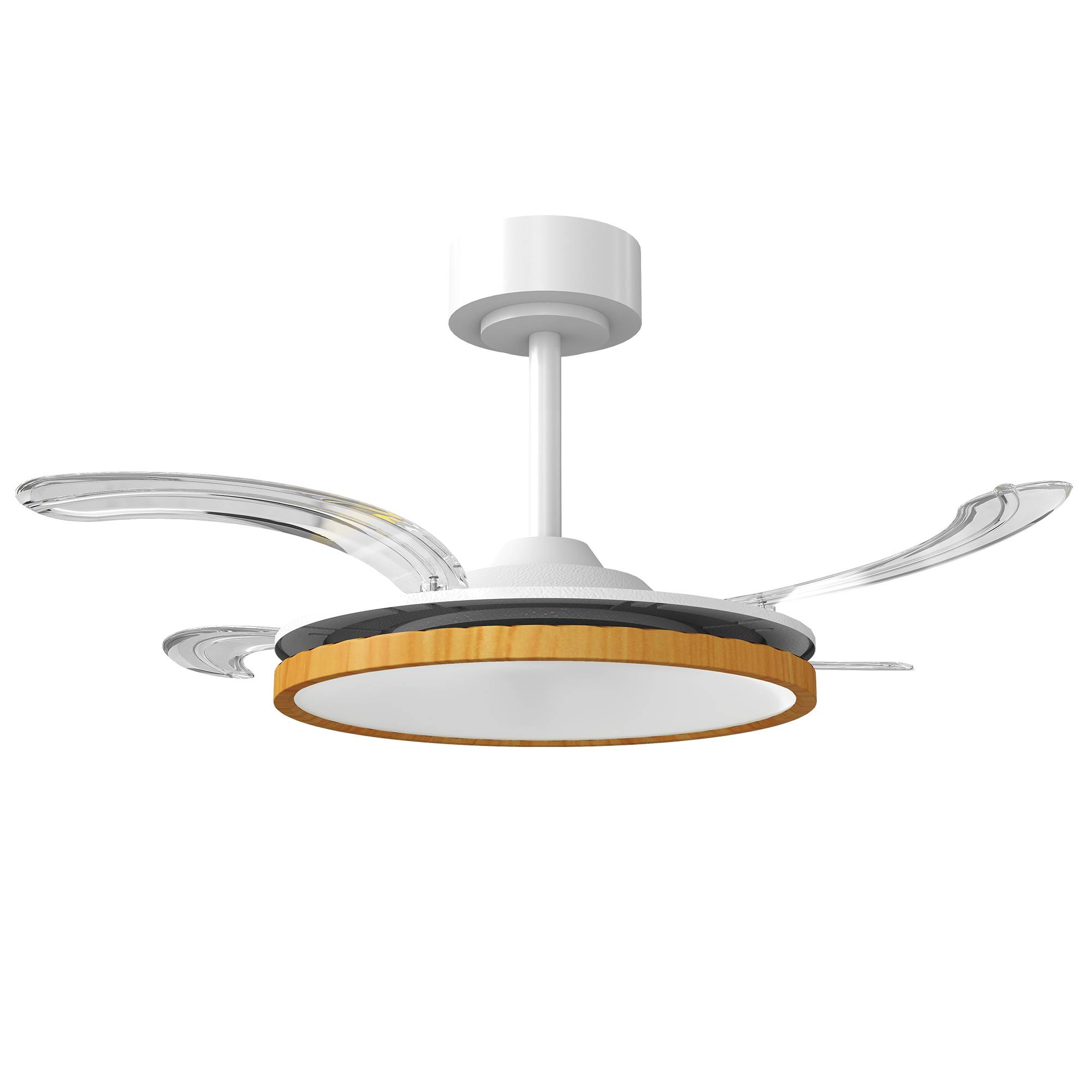 Sans Marque - Ventilateur plafond éclairage LED moteur CC 80 W télécommande réversible 6 vitesses minuterie Ø95 cm naturel