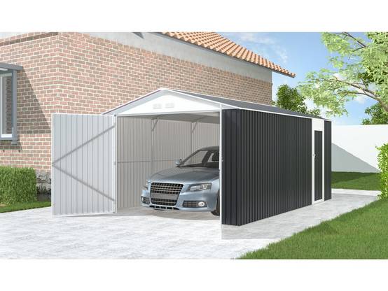 Habitat Et Jardin - Garage Métal "houston" 15,36 M² - Anthracite -habitat Et Jardin - Image 2