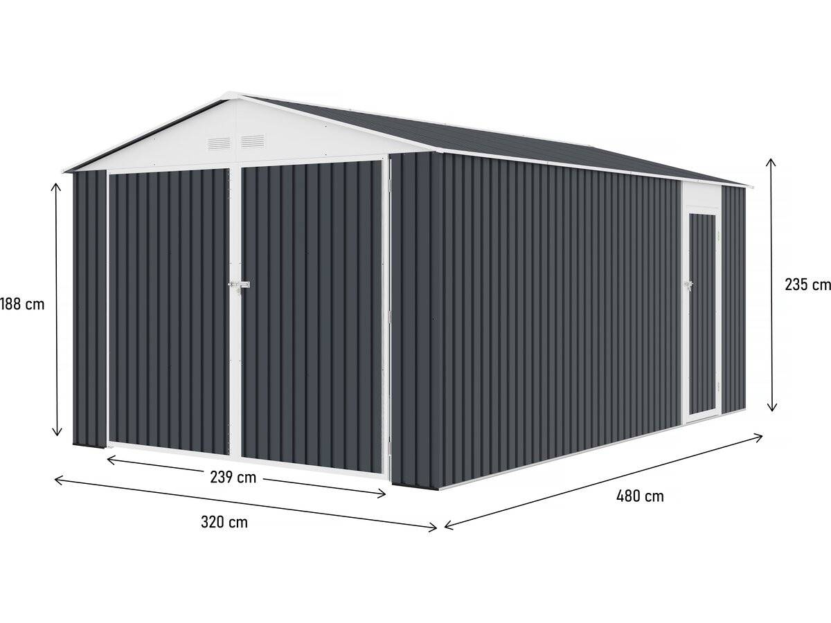 Habitat Et Jardin - Garage Métal "houston" 15,36 M² - Anthracite -habitat Et Jardin - Imagen 3